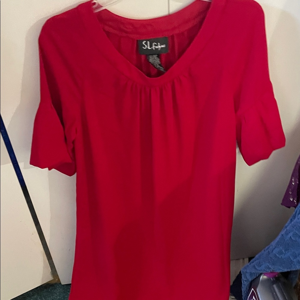 LF Women's Vibrant Red Short Sleeve Dress